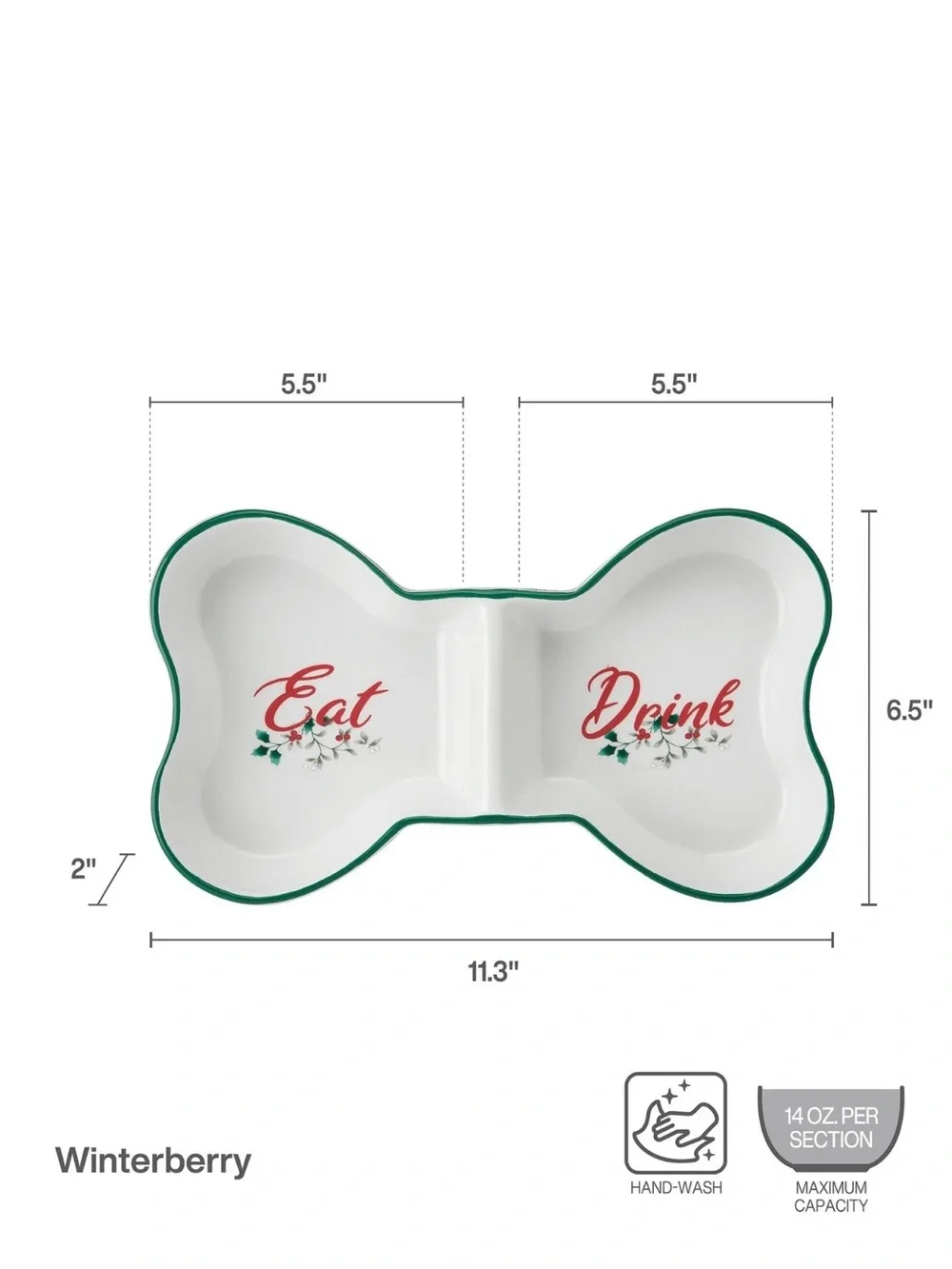 Pfaltzgraff Winterberry Divided Pet Bowl
